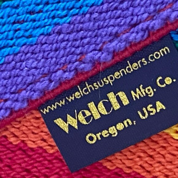 Welch 2" Suspender with Rainbow Striped Webbing 46 inches long Made in USA - Picture 5 of 6
